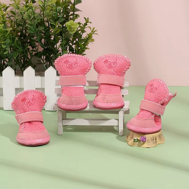 Cozy Plush Cotton Pet Snow Boots for Cats & Dogs – Soft, Comfortable, and Washable Winter Shoes for Small Pets
