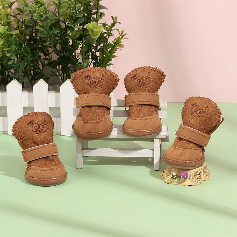 Cozy Plush Cotton Pet Snow Boots for Cats & Dogs – Soft, Comfortable, and Washable Winter Shoes for Small Pets