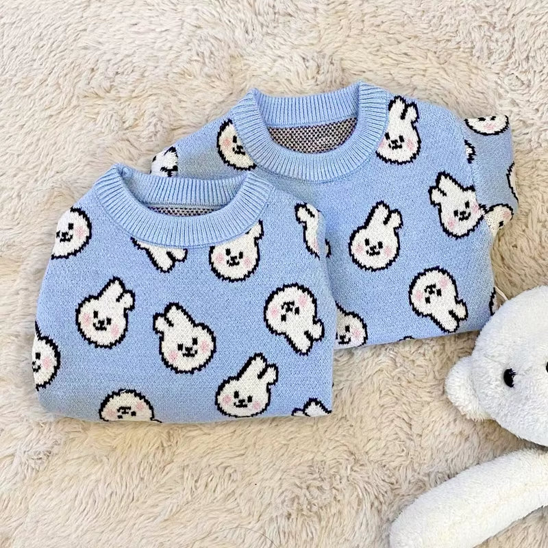 Blue Rabbit Dog Clothes Pet Knitted Sweater Autumn and Winter Clothes Teddy Cat Bottoming Shirt Puppy Warm Pullover XS-XL