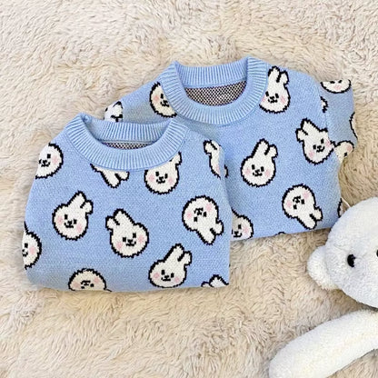 Blue Rabbit Dog Clothes Pet Knitted Sweater Autumn and Winter Clothes Teddy Cat Bottoming Shirt Puppy Warm Pullover XS-XL