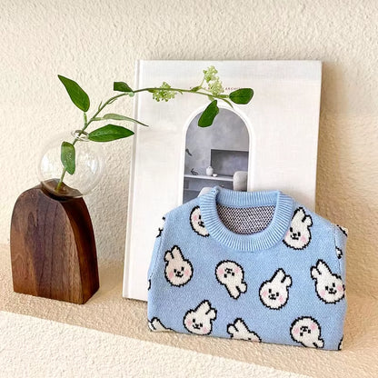 Blue Rabbit Dog Clothes Pet Knitted Sweater Autumn and Winter Clothes Teddy Cat Bottoming Shirt Puppy Warm Pullover XS-XL