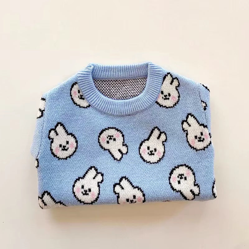 Blue Rabbit Dog Clothes Pet Knitted Sweater Autumn and Winter Clothes Teddy Cat Bottoming Shirt Puppy Warm Pullover XS-XL