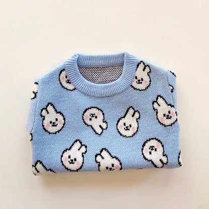 Blue Rabbit Dog Clothes Pet Knitted Sweater Autumn and Winter Clothes Teddy Cat Bottoming Shirt Puppy Warm Pullover XS-XL