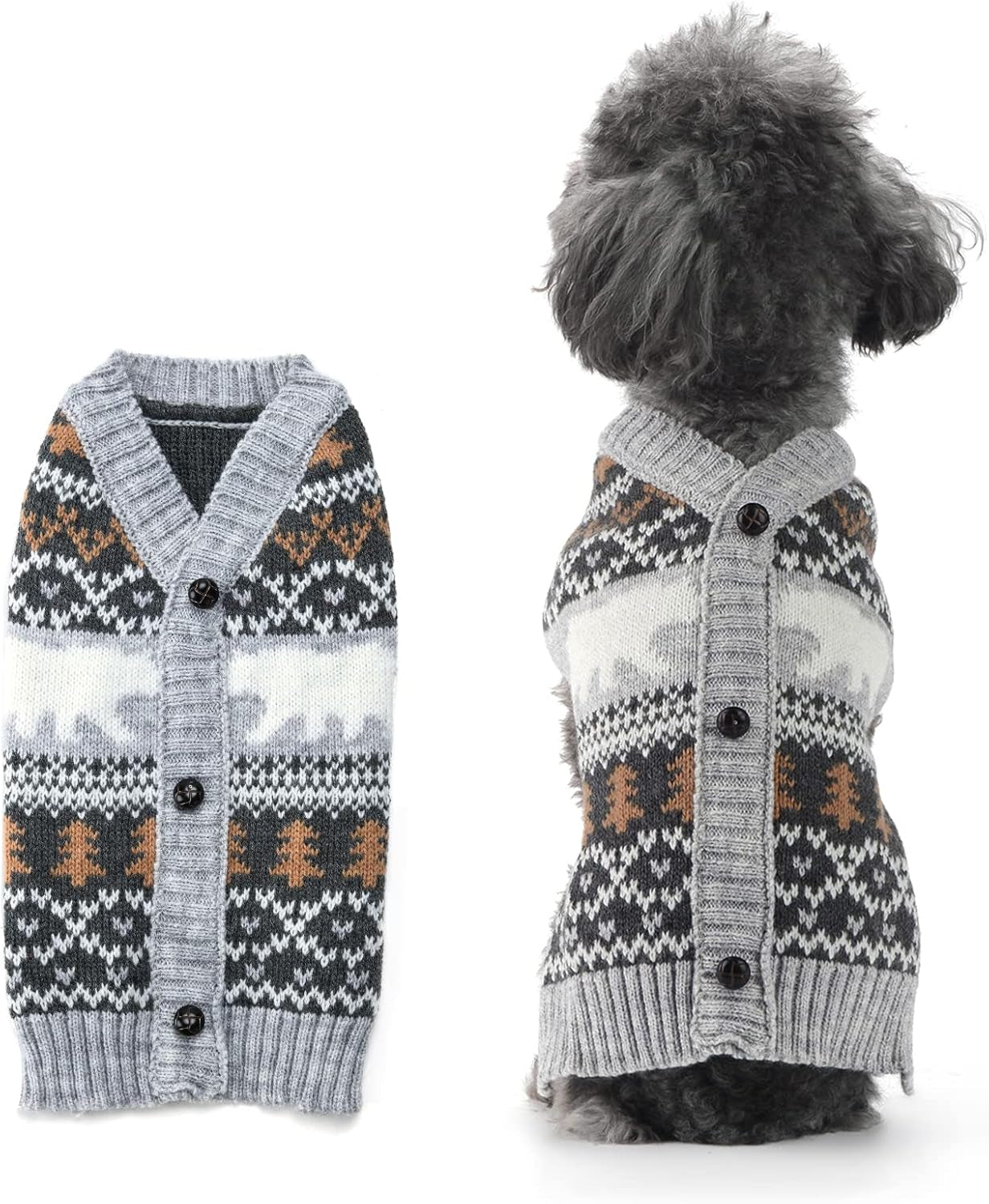 Dog Christmas Sweater Classical Argyle Knitted Cat Ugly Xmas Outfit Holiday Puppy Costumes Soft Fall Winter Warm Pet Sweater Vest Clothes for Small Medium Large Dogs Cats(S,Grey)