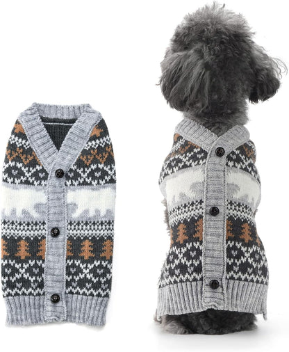 Dog Christmas Sweater Classical Argyle Knitted Cat Ugly Xmas Outfit Holiday Puppy Costumes Soft Fall Winter Warm Pet Sweater Vest Clothes for Small Medium Large Dogs Cats(S,Grey)